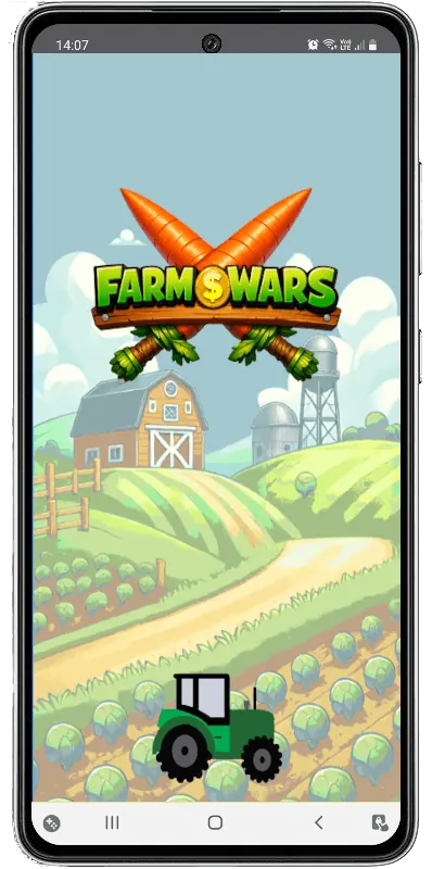 Farm Wars game splash screen - multiplayer strategy game